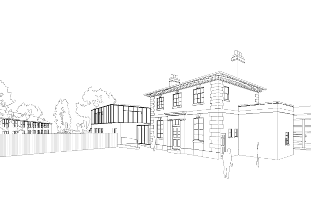 A drawing of Chiswick Station House and the new building submitted with the application