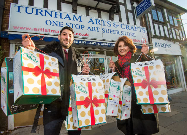 eco bags outside local shop 