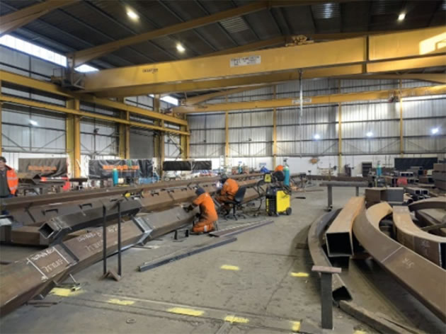 Dukes Meadows Footbridge sections under construction