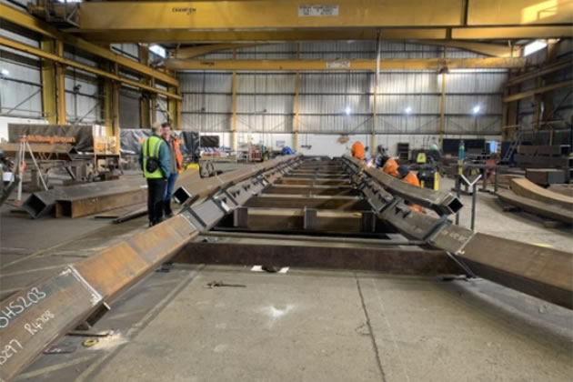 Dukes Meadows Footbridge sections under construction