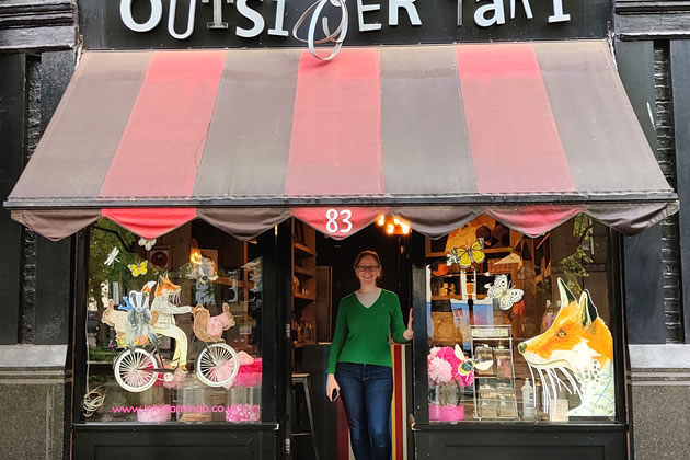 Illustrator Lisa Read with the Frederick the Fox makeover at Outsider Tart 