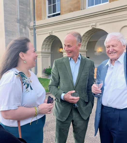 Cllr Giles with TLS Patrons Kim Wilkie and Sir David Attenborough at Syon House 