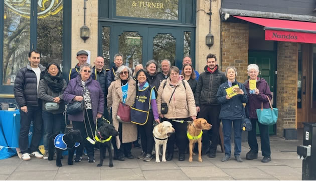 The supporters of Chiswick Guide Dogs outside the George IV 