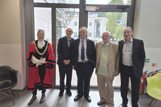 With the Mayor of Hounslow (left) and the founding GPs of the original Chiswick Health Centre