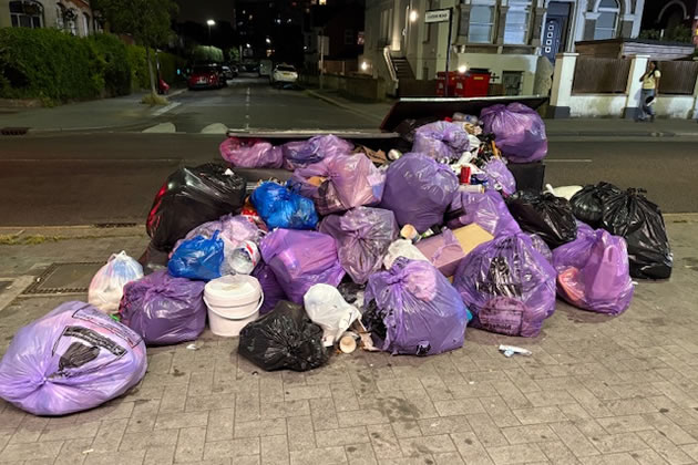 Pile of bin bags in Hounslow 