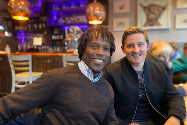 Cllr Mushiso with Andrew Dinsmore - Parliamentary Candidate for Hammersmith and Chiswick who is also calling for the bridge to be reopened to traffic