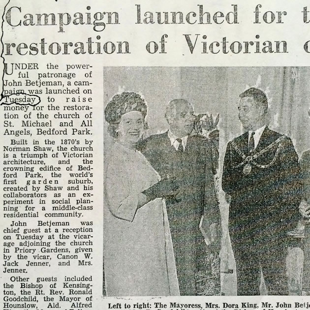 A news article about Sir John Betjeman's campaign 