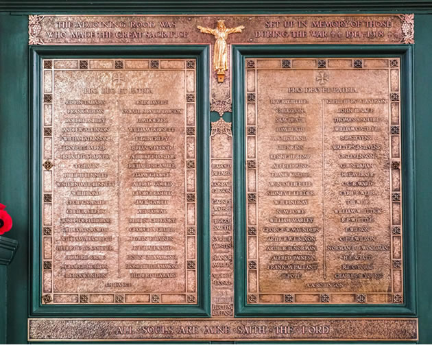 The parish war memorial at St Michael & All Angels 
