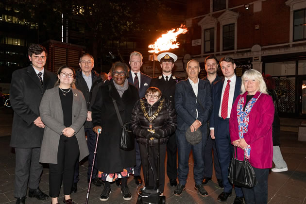 In Lyric Square in Hammersmith after the VE Day Beacon was lit