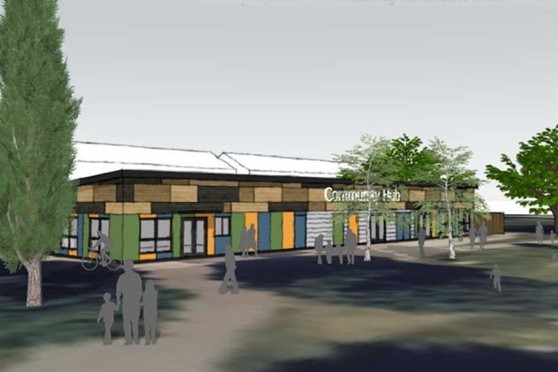 A visualisation of the proposed Community Hub at Southfield Recreation Ground 