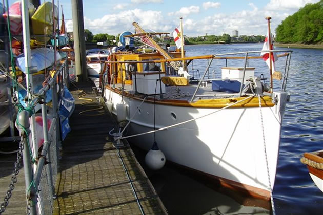 The Wanda will be moored at Chiswick Pier again this week 