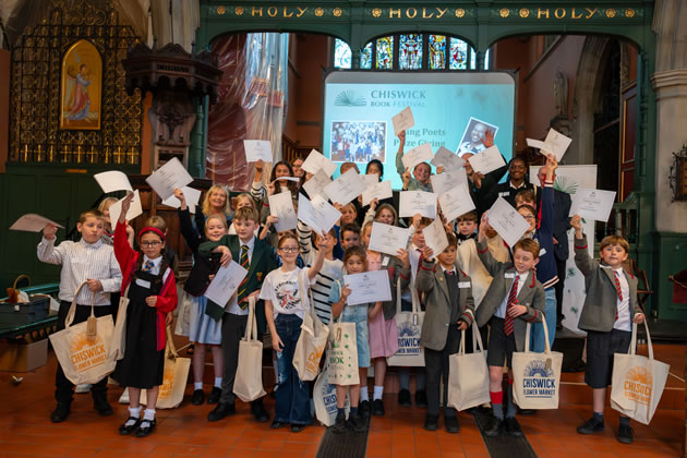The winning young poets with their certificates